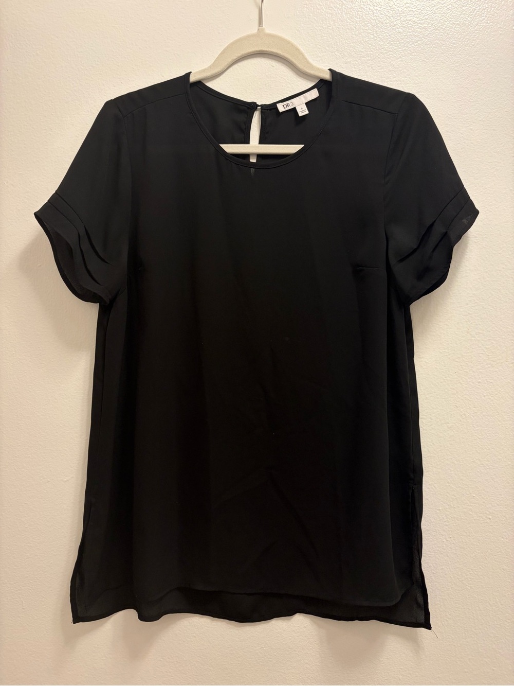 Black Short-Sleeve Blouse